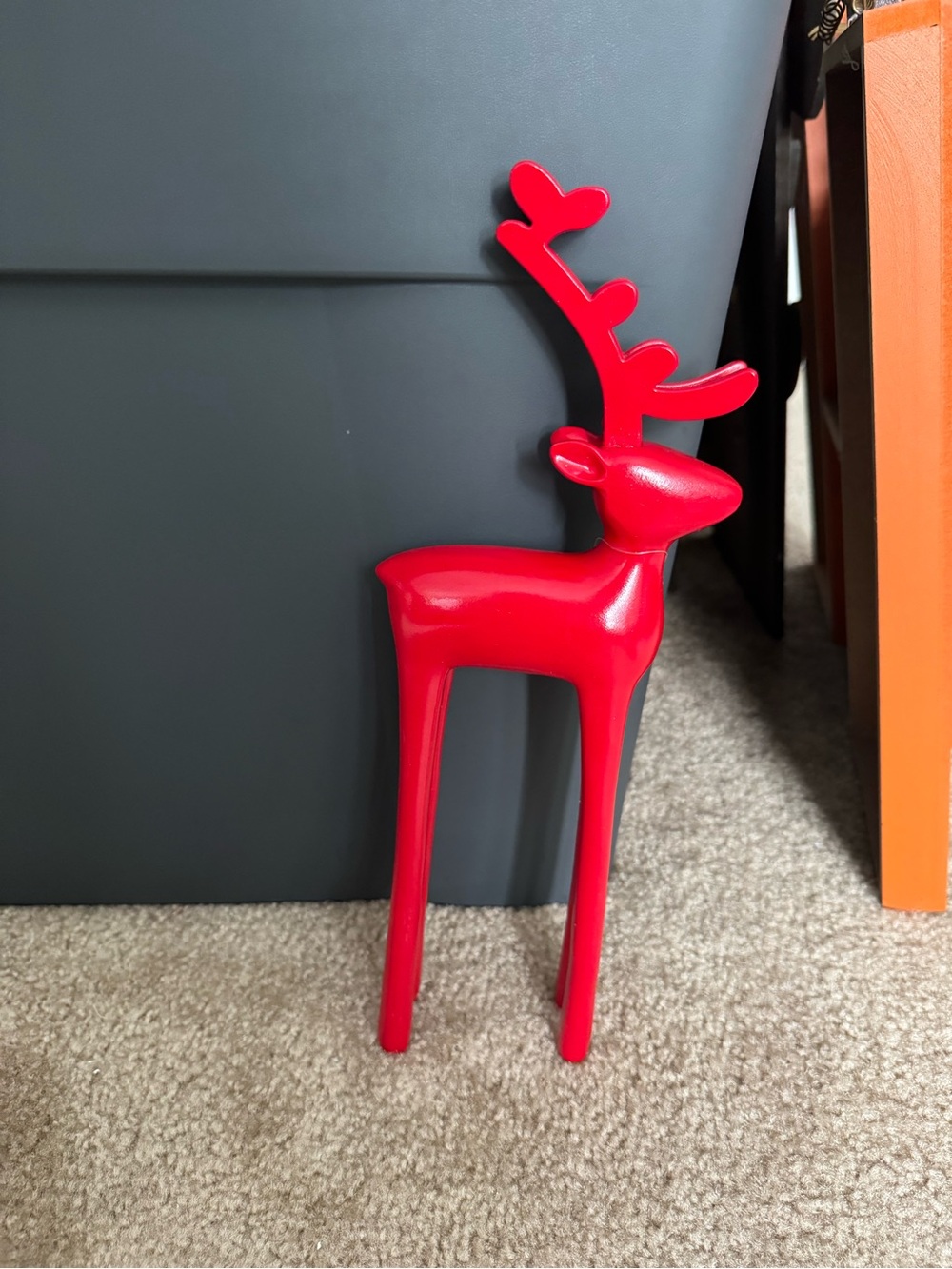 MARTHA STEWART Red Holiday Reindeer Figurine - Decorative Christmas Accent